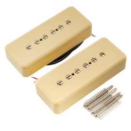 Artec ASA90 Alnico 5 Soapbar P90 Single Coil Pickup Electric Guitar Neck Bridge Pickup Set 7.5K, Cream