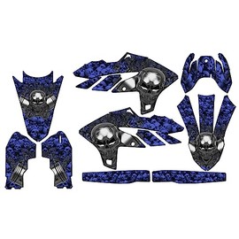 2024-2025 YZ 250 F 4-Stroke Flaming Gearhead Blue Senge Graphics Base Kit Compatible with Yamaha