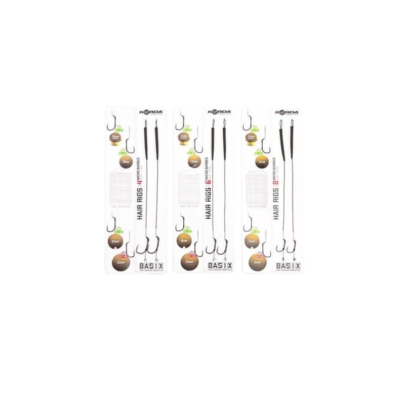 Korda Basix Hair Rigs Wide Gape Carp Fishing Rigs Size