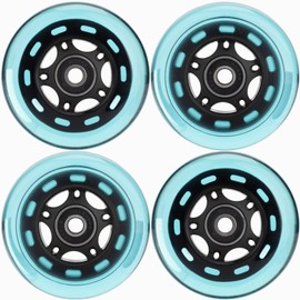 HeyZomm Inline Skate Wheels Outdoor & Indoor Inline Skate Replacement Wheels 85a Roller Hockey Wheels w/Bearings ABEC-9 & Floating Spacers, 64mm 70mm 72mm 76mm 80mm 84mm 90mm Dia, 4-Pack (70mm, Blue)