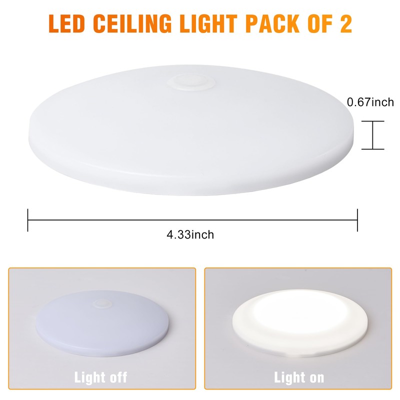 Facon 4.5" LED RV Puck Light Surface Mount - 2Pack,