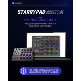 Donner STARRYPAD MIDI Controller, 16 Pads, USB Type-c, Music Production, Backlight, Japanese Instruction Manual