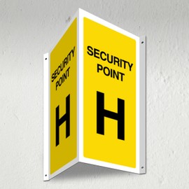 V Safety Security Point H - 3D Corridor Sign 340 x 300 mm - 3mm Indoor Palboard + Fold & Drill Holes - Customised