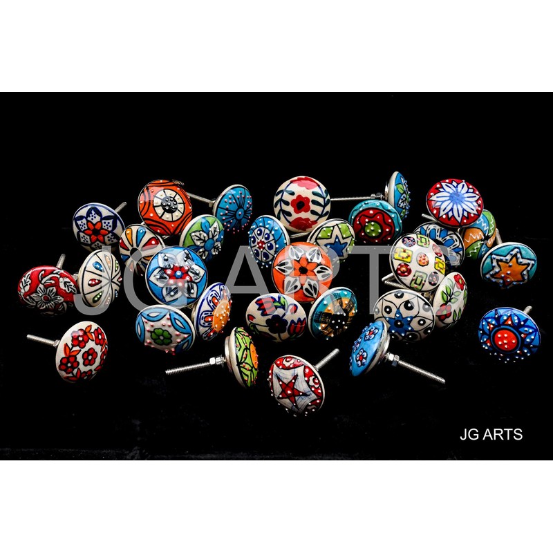JGARTS 20 X Mix Vintage Look Flower Ceramic Knobs Door