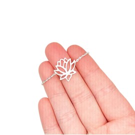 Silver Lotus Flower Link Chain Bracelet (Stainless Steel) Miss Fit Boutique