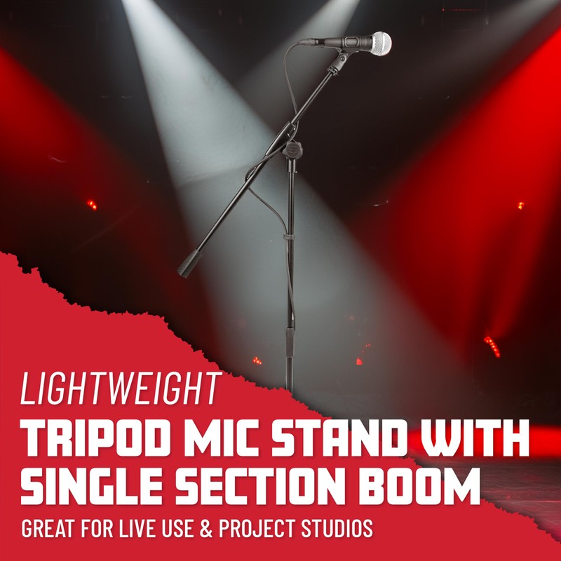 Gator Frameworks Lightweight Tripod Mic Stand with Single Section Boom,