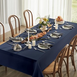 Mysky Home Table Cloth 60x120 Inch Navy Tablecloth for 8 Foot Table Washable Polyester Rectangle Tablecloth for Buffet Table, Parties, Holiday Dinner, Wedding