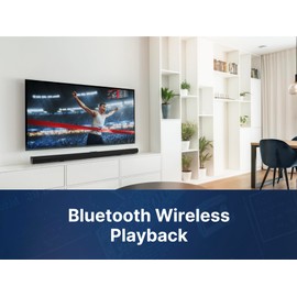 Emerson EHS-2003 42-Inch Bluetooth Soundbar with HMDI ARC, Wireless NFC Connectivity, 2.0 Channel Audio, USB/AUX Inputs, FM Radio, Wall Mountable Design, and Remote Control