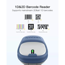 Inateck 1D/2D Bluetooth Barcode Scanner Wireless Laser USB Handheld Scan Gun - 1D+2D Model 3