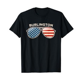 Burlington, NJ Vintage US Flag Sunglasses T-Shirt