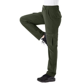 Rdruko Women's Outdoor Quick Dry Hiking Pants Lightweight Waterproof Climbing Travel Pants with Zipper Pockets Green Small