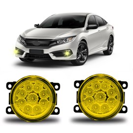 qobsos Pair yellow Fog Light Driving LED Fit 2016 2017 2018 2019 2020 Honda Civic,3000K Warmwhite,Plug and Play,Pack of 2