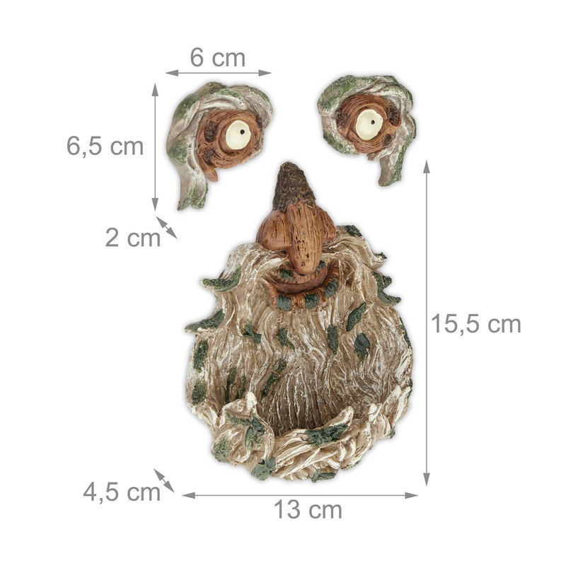 Relaxdays Tree Face Old Man, 3 Pieces, Weatherproof Artificial Stone,