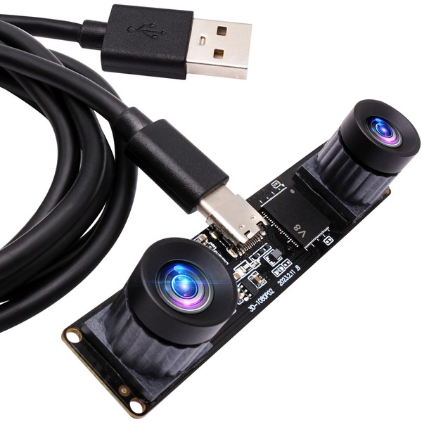 G 4MP Dual Lens USB Camera Synchronization Webcam Board 1080P High Speed 60fps Lightburn Camera Mini UVC USB2.0 Laser Engraver Camera Module for Computer Raspberry Pi (85degree no Distortion Lens)