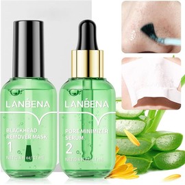 LANBENA Green Tea Blackhead Remover 100 sheet Nose Pore Strips & Pore Minimizer Serum Peel Off Mask for Pores, Nose, Chins & Face - Specification: Blackhead Remover Serum