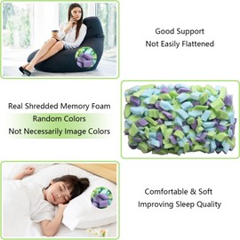 20 LBS Shredded Memory Foam Filling, Comfortable & Soft Bean Bag Stuffing, Random Colors Beanbag Filler for Various Pillows, Dog Bed, Punching Bag, Couch Cushion, Pouf, Back Cushion