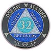 (Years 1-50) 32 Year AA Recovery Silver Color Plated Glitter
