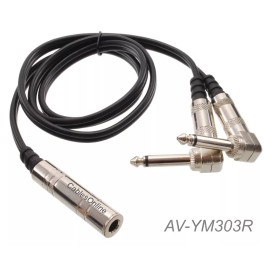 CablesOnline 3ft 1/4" Mono Female to Dual 1/4" Right-Angle Mono Male Guitar Cable Splitter