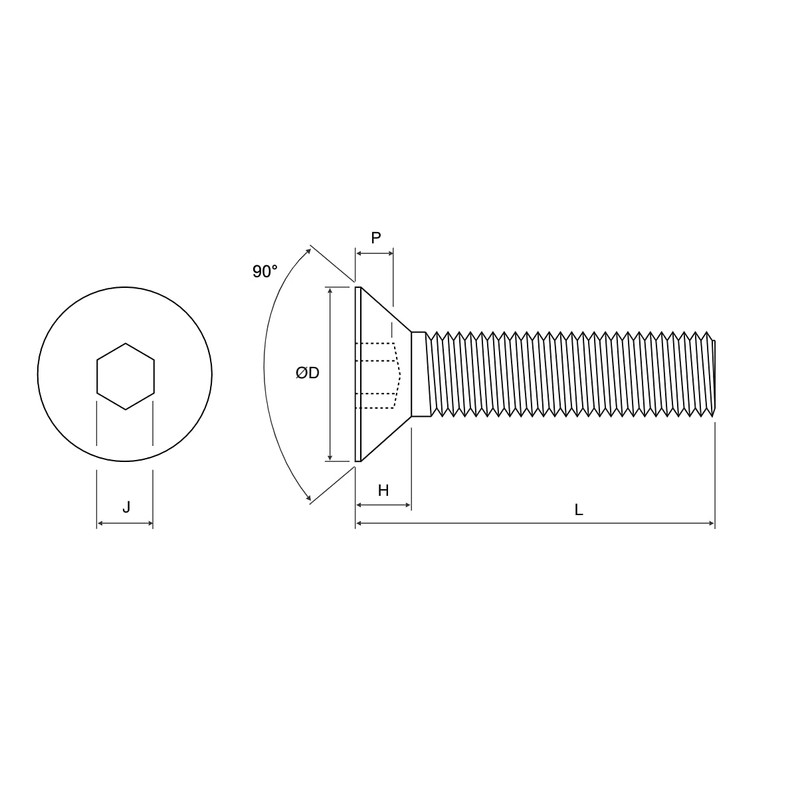 M4 (4mm x 10mm Inc Head) Hex Socket Countersunk Machine