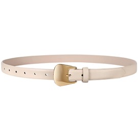 JASGOOD Women Leather Belt For Jeans Pants Skinny Ladies Thin Waist Leather Belt for Dress with Gold Prong Buckle,0.9" Width