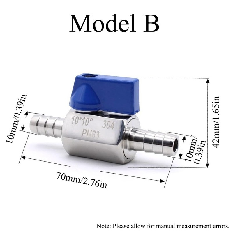 Barb Ball Valve 10mm Stainless Steel Pagoda Joint Quick Connect