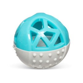 Messy Mutts Totally Pooched Catch n' Squeak Ball | 3.5” Foam Rubber Puzzle Toy for Dogs | 2-in-1 Durable Interactive Toy and Tooth Cleaner | Grey/Teal