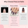 Dark Blue Almond Cat Eyes Press On Nails,12 Sizes -