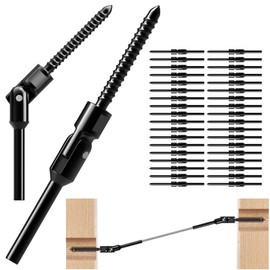 RiaYer 40 Pack Black Cable Railing Kit & Hardware, T316 Stainless Steel 180° Adjustable Angle Swage Lag Screws for 1/8" Wire Rope Deck Railing System, Wood Post