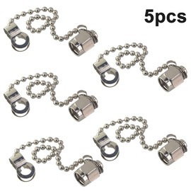 BOOBRIE 5PCS RF Connector Accessories Protective Cover SMA Dust Cap SMA Coax Cap Have Chain for SMA Female Jack Adapter Connector Nickel-Plated