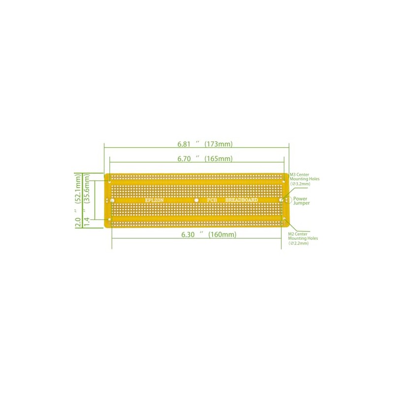 EPLZON 3 Pieces 6.8 x 2.05 Inch Breadboard Solderable Prototype