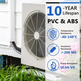 TAKTOPEAK 4'' 7.5 Ft PVC Decorative Line Cover Kit for Ductless Mini Split Air Conditioners & Central AC, 4'' Full Cover Kit-7.5 ft