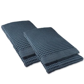 Premium Waffle Weave Bath Towels 2 Pc Set 100% Natural Soft Thin Cotton Large Ultra Absorbent Quick Dry Lint Free Cloth Fade Resistant (Midnight Blue)