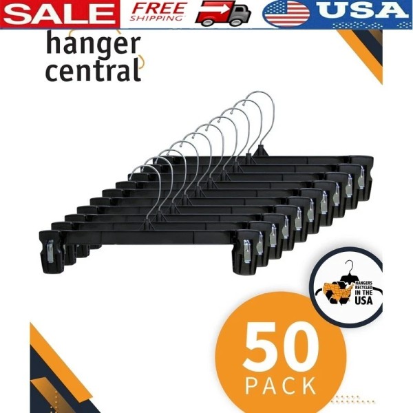 Unbranded Heavy-Duty Recycled Plastic Hangers W/ Padded Clips Pants Skirts
