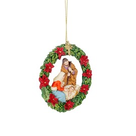 Kurt Adler Nativity Wreath Christmas Ornament 4 1/4 inches