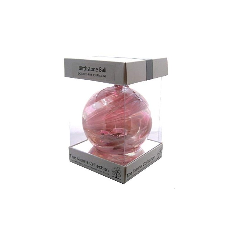 Sienna Glass October Birthstone Glass Friendship Ball-Pink Tourmaline, 11 x