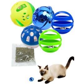 DIYUQISHI 5-Pack Cat Toys with Catnip - Chew Toys for Kittens & Indoor Cats, Includes 2 Cat Balls & 2 Refills (1.5'', Basic Cat Toy Set)