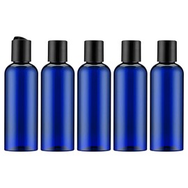 owlyee 3.4 oz Travel Bottles for Toiletries, Empty Travel Size Containers Tsa Approved, 5PCS Small Plastic Shampoo Bottles with Labels (100ml, Blue)