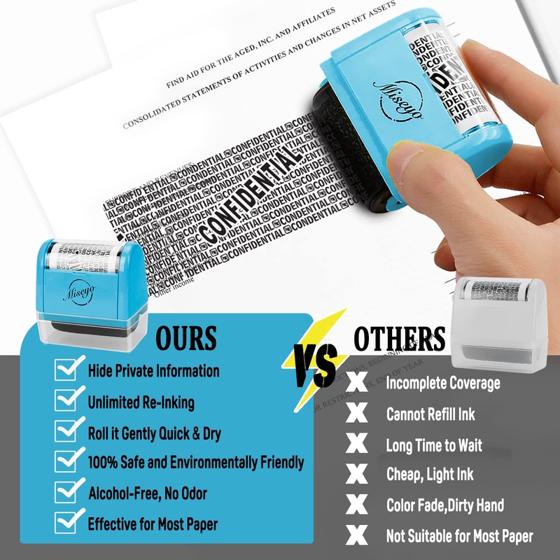 Miseyo Wide Roller Stamp Identity Theft Stamp 1.5 Inch Perfect