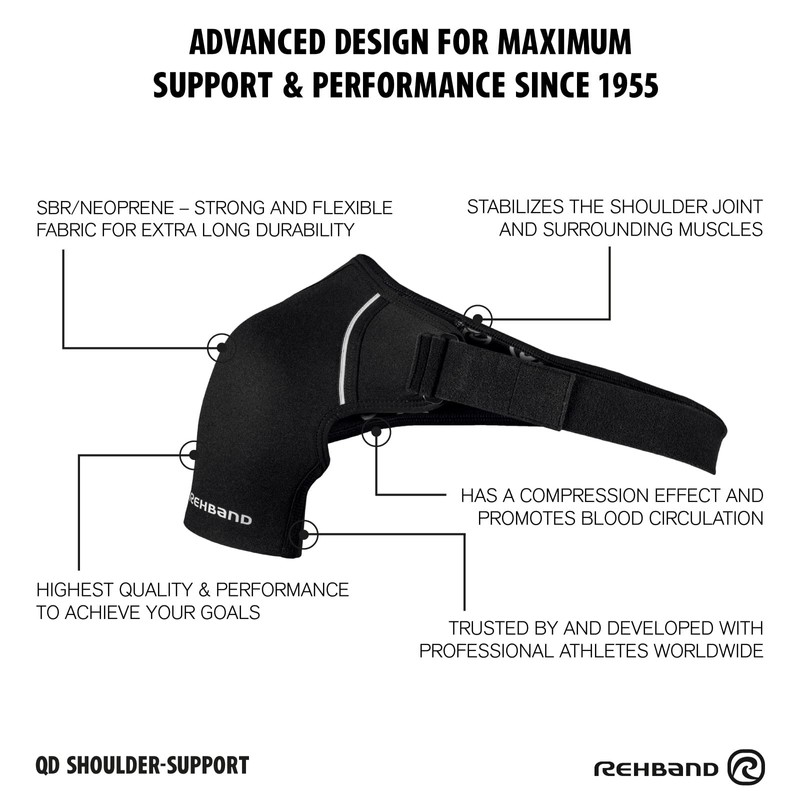 Rehband Shoulder Brace for Men and Women, Adjustable Neoprene Shoulder
