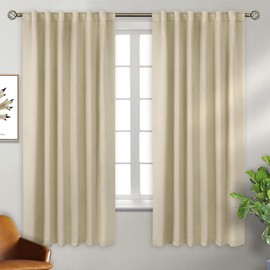 BGment Rod Pocket and Back Tab Blackout Curtains for Bedroom - Thermal Insulated Room Darkening Curtains for Living Room, 2 Window Curtain Panels (52 x 63 Inch, Beige)