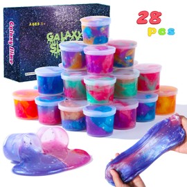 Sunool 28 Packs Marbled Starry Galaxy Slime, Stretchy & Non-Sticky,Idea Stocking Stuffers,Party Favors for Kids, Sensory and Tactile Stimulation, Stress Relief, Educational Game, for Girls & Boys