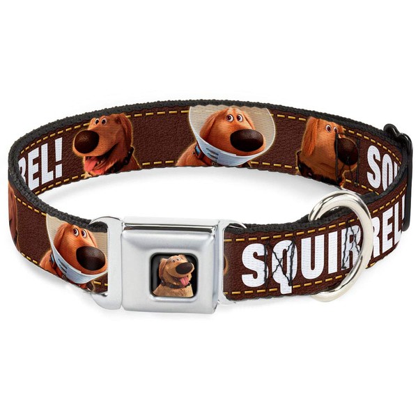 Buckle-Down Dog Collar Seatbelt Buckle Dug 3 Poses Squirrel Brown