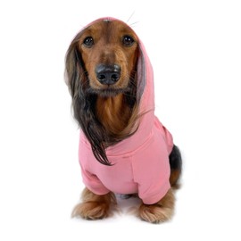 DJANGO Fully Lined Hoodie for Dog - Soft, Stretchy, and Cozy Sweatshirts for Dogs - Quartz Pink Winter Dog Sweaters for Dachshunds and Small Dogs - Warm Dog Hoodie Small with Elastic Waistband