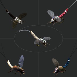 Fly Fishing Kit with Fly Box/Nymph/Dry Flies, Wet Flies/Streamers/Realistic Flies (Ephemera)