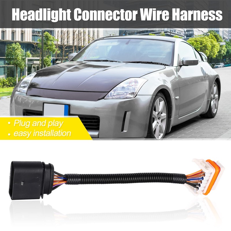 X AUTOHAUX Wiring Harness Adaptor for Headlight Connector Left Right
