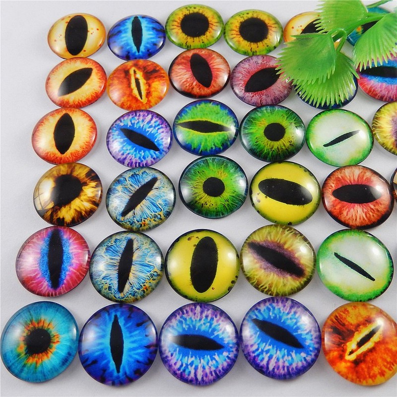 Julie Wang Drachenaugen Cabochons aus Glas rund sortierte Größen 20