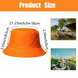 Unisex Bucket Hat Reversible, Men’s Women’s Sun Fisherman Hat, for Hunting, Camping, Hiking, Travelling, Fishing, Football Summer Plain Colours Size 54-58cm Orange