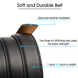 SENDEFN Men's Leather Belt, Belt Ratchet Automatic Buckle for Men's Jeans and Business Suit, Width 35 mm, Size Adjustable Belt, matte black