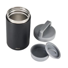 Avanti Insulated Food Jar with Nested Condiments Container and Leakproof Screw Top Lid with Carry Handle, 700ml, Black