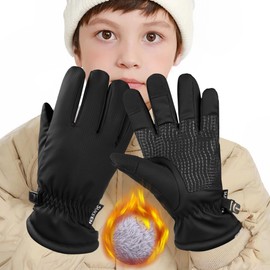 Children's Winter Gloves, -20°C, Children's Gloves, Windproof, Warm Winter Gloves, Touch Screen, Outdoor Sports Cycling Gloves for Boys and Girls, Kids Non-Slip Windproof Running Gloves